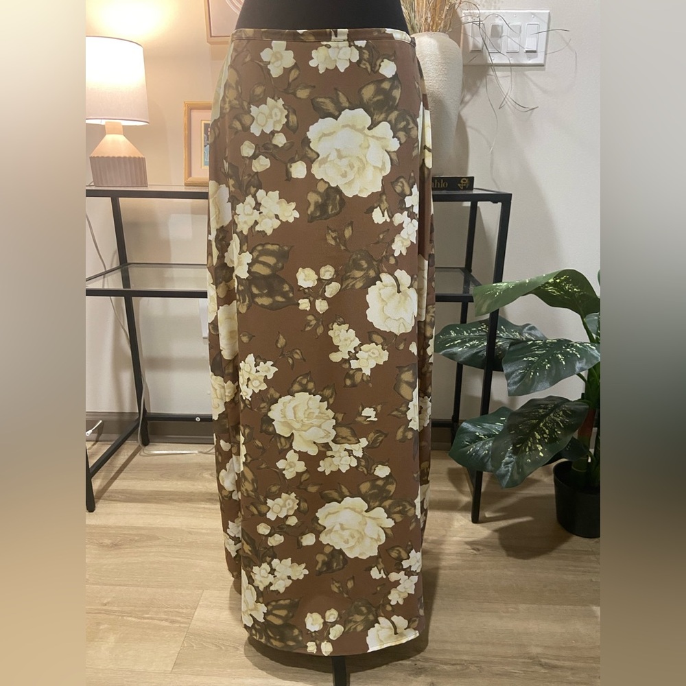 Express Brown Floral Maxi Skirt